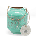 Enamel tealight lantern - aqua