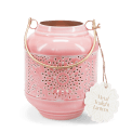 Enamel tealight lantern - dark pink