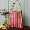 Recycled woven bag with side pocket - Yellow, pink, red