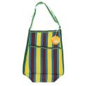 Recycled woven bag with side pocket - Brown, yellow, teal