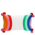 Embroidered cushion with pom poms - Rainbow