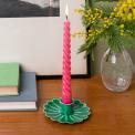 Enamel flat flower candle holder - dark green