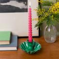 Enamel cupped flower candle holder - Dark green