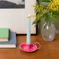 Enamel chamberstick candle holder - Vibrant pink