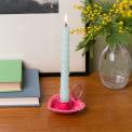 Enamel heart chamberstick candle holder - Vibrant pink