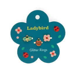 Glitter rings (set of 3) - Ladybird