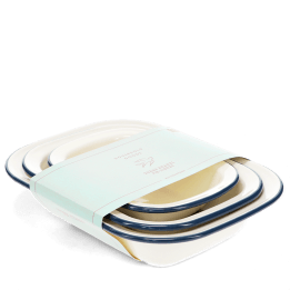 Enamel pie dishes (set of 3) - Blue