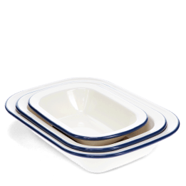 Enamel pie dishes (set of 3) - Blue