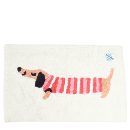 Cotton tufted bath mat sausage dog