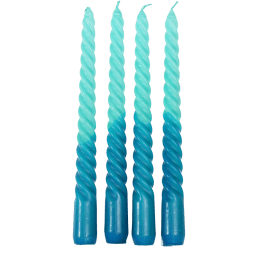 Dip Dye Spiral Candles Teal And Blue (set Of 4)