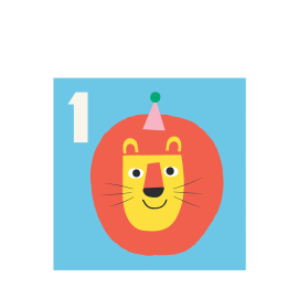 Lion 'one' Birthday Card