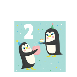 Penguin 'two' Birthday Card