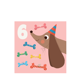 Dog And Bones 'six' Birthday Card