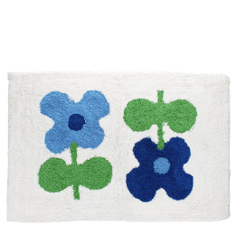 Tufted cotton bath mat - Blue flowers