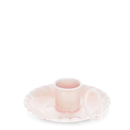 Enamel chamberstick candle holder - Pink