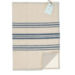 Pure Belgian Linen Tea Towel - Blue Stripe