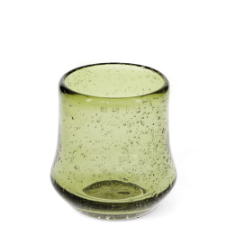 Hand blown bubble glass tumbler - Olive green