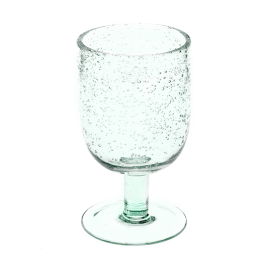 Stemmed Hand blown bubble glass - Green