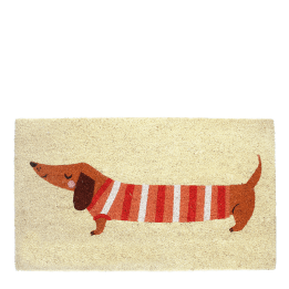 coir doormat sausage dog print