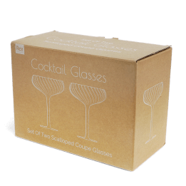 Scalloped coupe cocktail glasses 250ml (set of 2) - Pink