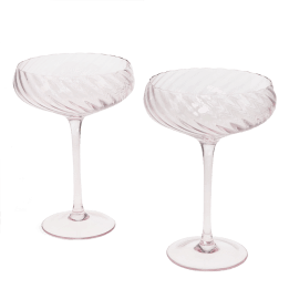 Scalloped coupe cocktail glasses 250ml (set of 2) - Pink
