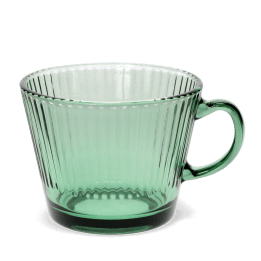 Ribbed glass mug in green