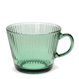 Ribbed glass mug 400ml - Green