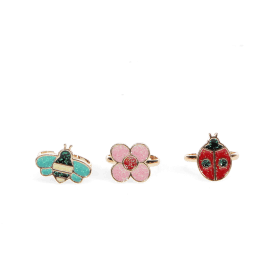 Glitter rings (set of 3) - Ladybird