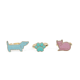 Glitter rings on dog card (set of 3)