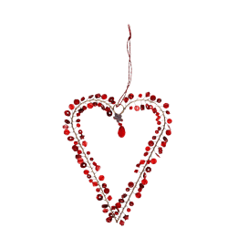 Handmade beaded heart decoration (9x12cm) - Red