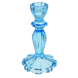 Tall Blue Glass Candlestick