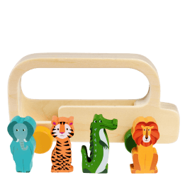 Wooden bus toy - Colourful Creatures