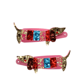 Glitter hair clips (set of 2) - Sausage Dog