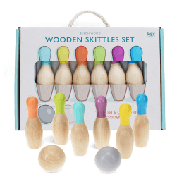 Wooden skittles set