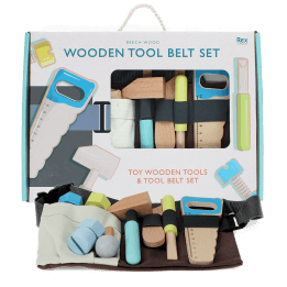 Wooden tools and tool belt playset