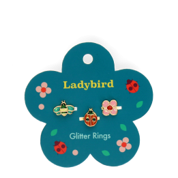 Glitter rings (set of 3) - Ladybird