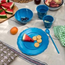 Melamine plate-bowl-cup-spoon - Petrol blue