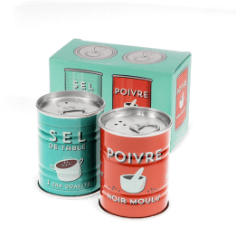 Tin salt and pepper shakers - SEL & POIVRE