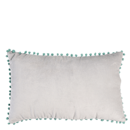 Velvet pom pom cushion - Grey