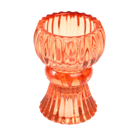 Double ended glass candle holder - Orange