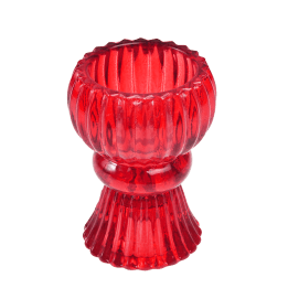 Double ended glass candle holder - Red