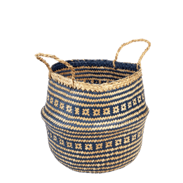 Small seagrass belly basket - Navy blue