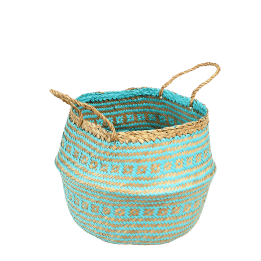 Small seagrass belly basket - Turquoise