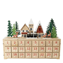 Wooden advent calendar with LED lighting - Carol singers