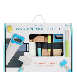 Wooden tools and tool belt playset