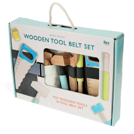 Wooden tools and tool belt playset