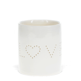 Glossy ceramic tealight holder - Love