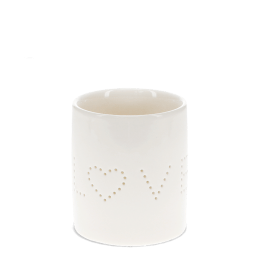 Glossy ceramic tealight holder - Love