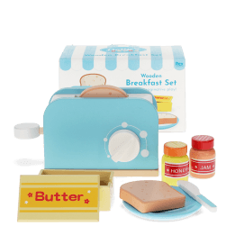 Wooden toy toaster playset