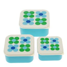 Snack boxes (set of 3) - Blue and green Daisy